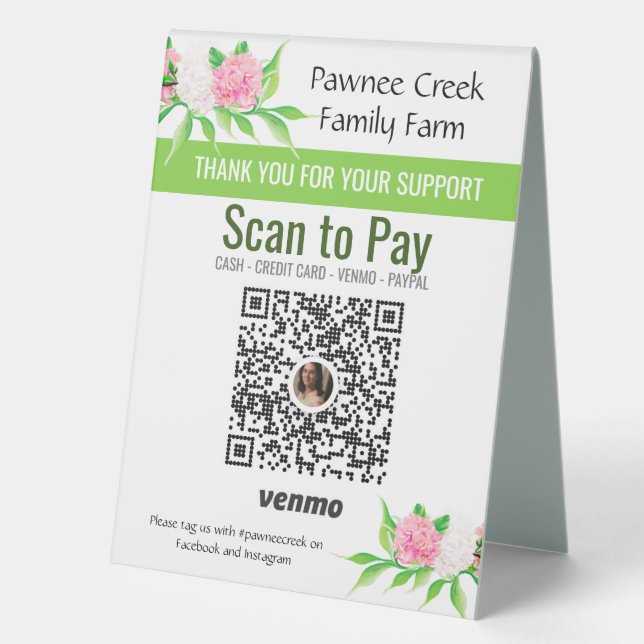 Custom Pay Here Sign | Flower Shop Florist  (Front)