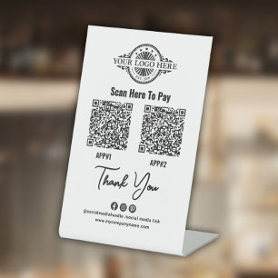 Custom Payment QR Code, Paypal, Venmo, Custom App Pedestal Sign
