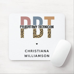 Custom PBT Phlebotomy Technician Leopard Print Mouse Mat