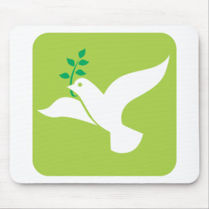 Custom Peace Dove With Olive Logo Mouse Mat