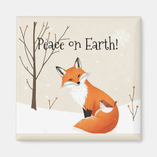 Custom Peace Earth Minimalist Fox Bird Animal Magnet