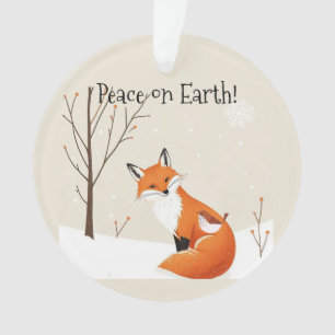 Custom  Peace Earth Minimalist Fox Bird Animal Ornament