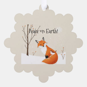 Custom  Peace Earth Minimalist Fox Bird Animal Tree Decoration Card