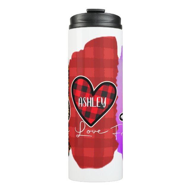 Custom Peace Love French Bulldog with Message Thermal Tumbler (Front)