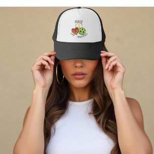 Custom Peace Love Pickleball Fun Player Trucker Hat