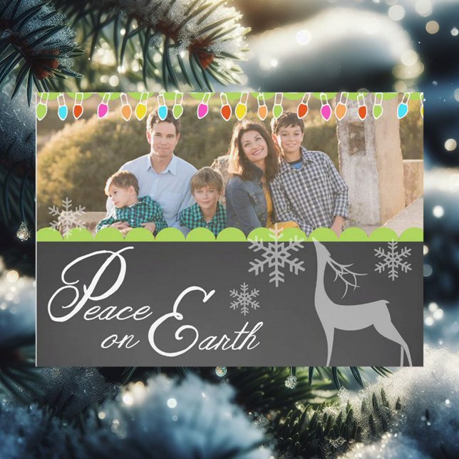 Custom Peace on Earth Chalkboard Holiday Photo (Creator Uploaded)
