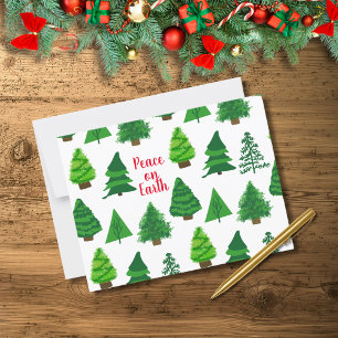 Custom Peace On Earth Christmas Tree Pattern Postcard