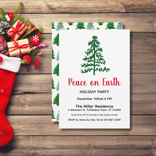 Custom Peace on Earth Holiday Party Invitation (Creator Uploaded)