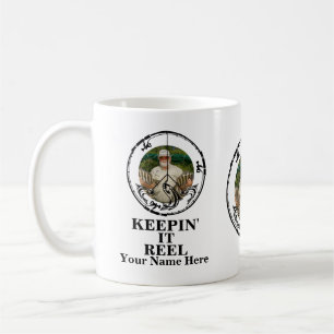 Custom peace shape photo keeping it reel fishermen coffee mug