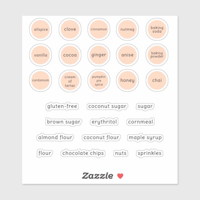 Custom Peach and Black Fun Font Baking Labels (Sheet)