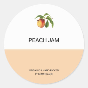 Custom Peach Jam & Preserve Jar Labels for Pantry
