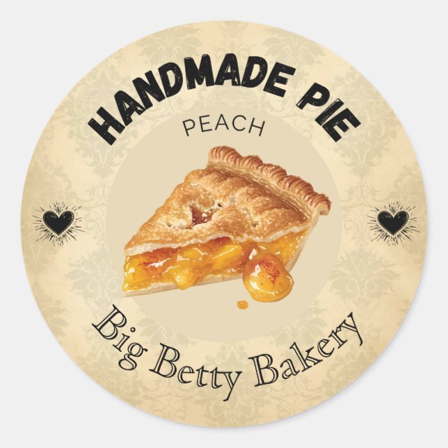 Custom Peach Pie Labels | Vintage Personalised Bak (Front)