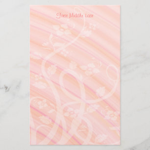 Custom Peach Pink Spirals Floral Stationery