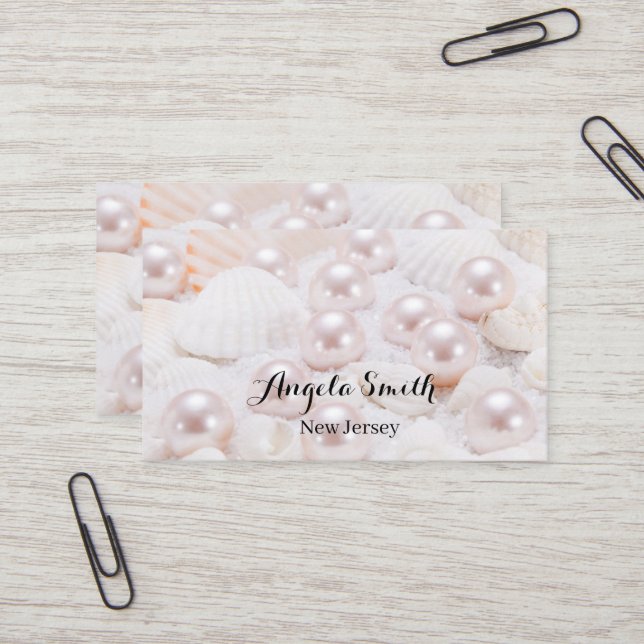 Custom Pearl Business Modern Personalised Minimal  Business Card (Front/Back In Situ)