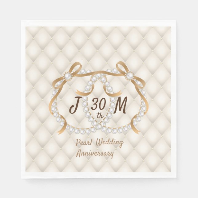 Custom Pearl Wedding Anniversary Paper Napkin (Front)