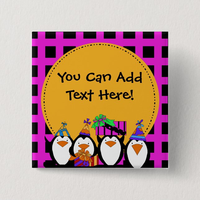 Custom Penguin Party Button (Front)