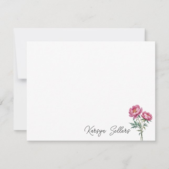 Custom Peony Note Card (Front)