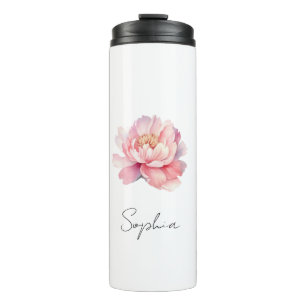 Custom Peony Pink Watercolor Heavy Thermal Tumbler