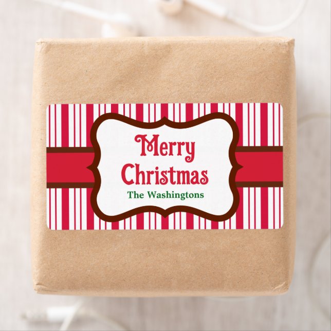 Custom Peppermint Merry Christmas Labels (Insitu)