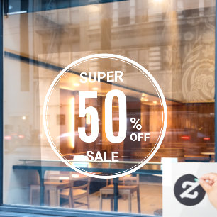 custom Percentage Off Round SUPER SALE Store Sale Window Cling