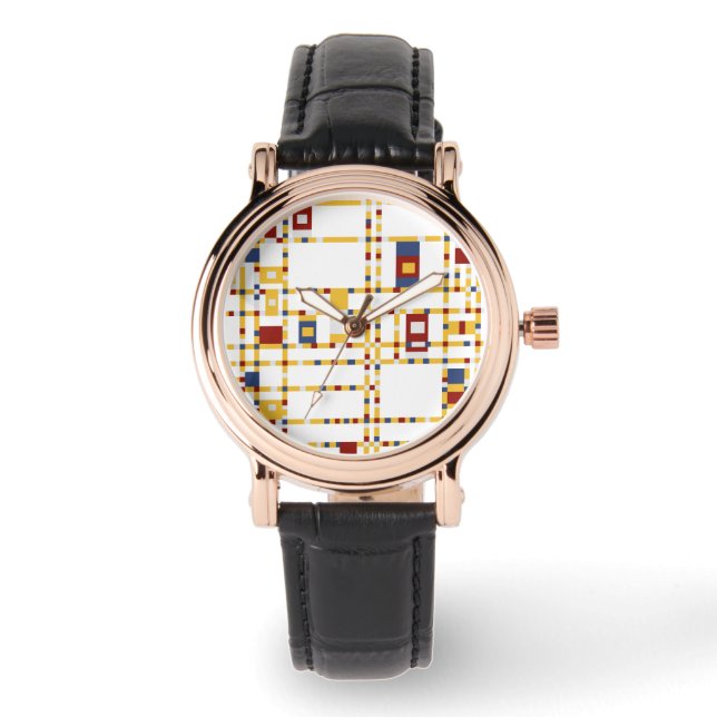 Custom Perfect Square Black Leather Watch (Front)