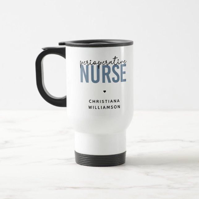 Custom Perioperative Nurse RN OR Nurse Gifts Travel Mug (Left)