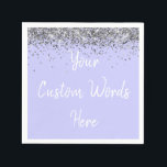 Custom Periwinkle Purple and Silver Birthday Party Napkin<br><div class="desc">personalised sweet 16 paper napkin,  personalised 1st 15th 16th serviette,  wedding reception cocktail hen do,  quinceanera mis quince for her,  couple rehearsal dinner vow renewal,  daughter bridal shower high school,  son college graduate baby boy,  25th anniversary 30th 40th 50th,  girl bachelorette weekend night 18th,  20th 21st wife husband graduation</div>