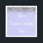 Custom Periwinkle Purple and Silver Birthday Party Napkin<br><div class="desc">personalised sweet 16 paper napkin,  personalised 1st 15th 16th serviette,  wedding reception cocktail hen do,  quinceanera mis quince for her,  couple rehearsal dinner vow renewal,  daughter bridal shower high school,  son college graduate baby boy,  25th anniversary 30th 40th 50th,  girl bachelorette weekend night 18th,  20th 21st wife husband graduation</div>
