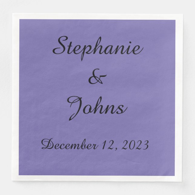 Custom Periwinkle Violet Wedding Bride Groom 2023 Napkin (Front)