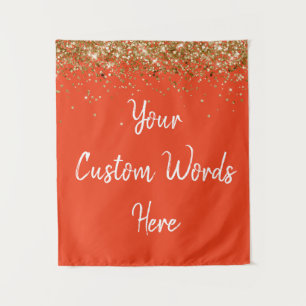 Custom Persimmon & Gold Birthday Party Photo Booth Tapestry