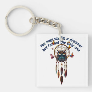 Custom Personalise Boho Owl Beautiful Hippie  Key Ring