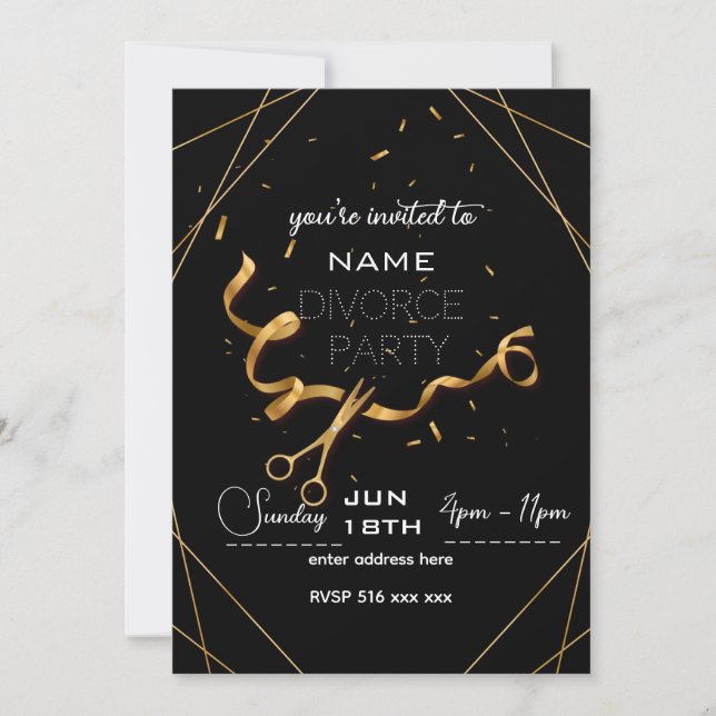 Custom personalise divorce party invitation (Front)