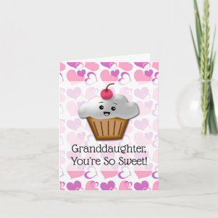 Custom Personalise Granddaughter Cupcake Valentine Holiday Card