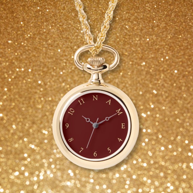 Custom Personalise Name Womens Gold Necklace Watch (Custom Personalize Name Womens Gold Necklace Watch)