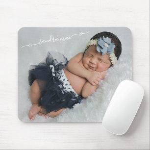 Custom Personalise Photo And Baby Name Template Mouse Mat