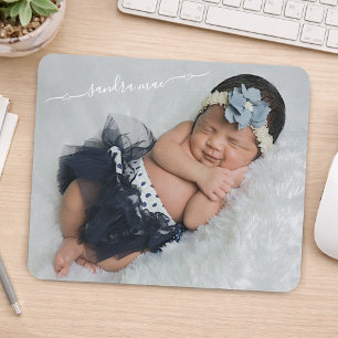 Custom Personalise Photo And Baby Name Template Mouse Mat