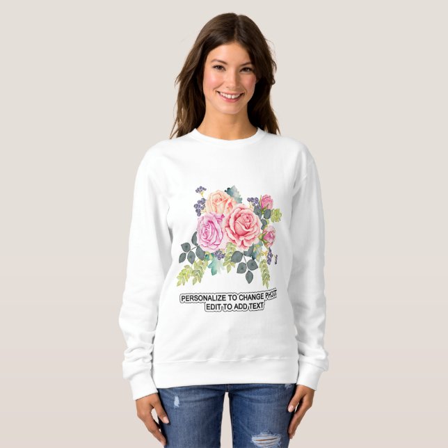 Custom Personalise Photo Artwork Quote Women's Sweatshirt (Front Full)