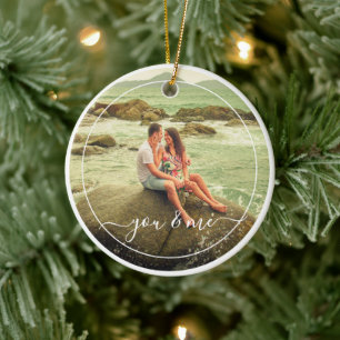 Custom Personalise Photo Template with Love Text Ceramic Tree Decoration