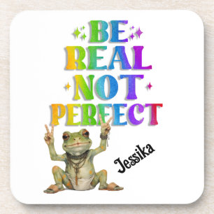 Custom Personalise Positive boho frog Hippie Coaster