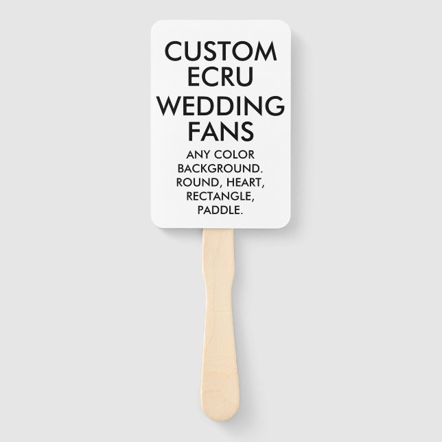 Custom Personalised 10 RECTANGLE ECRU WEDDING FANS (Front)