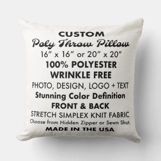 Custom personalised 20" Throw Photo Pillow w/ Zip