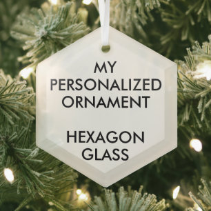 Custom Personalised 3" HEXAGON GLASS ORNAMENT