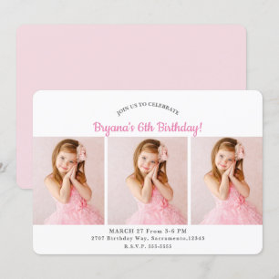 Custom Personalised 3 Photos Photo Birthday Party Invitation
