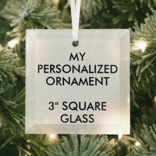 Custom Personalised 3" SQUARE GLASS ORNAMENT