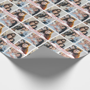 Custom Personalised 4 Photos Collage Christmas Wrapping Paper