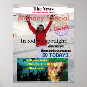 Custom Personalised 50th Birthday Magazine Cover Poster