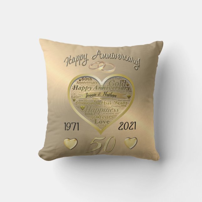Custom Personalised 50th Wedding Anniversary Cushion (Front)