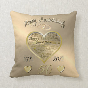 Custom Personalised 50th Wedding Anniversary Cushion