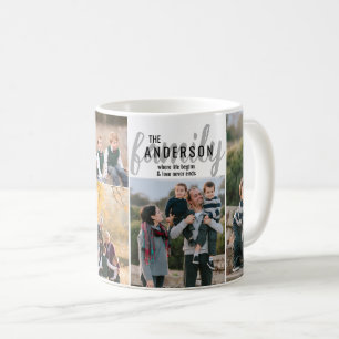 Custom Personalised 5 Photo Collage Family Quote Coffee Mug