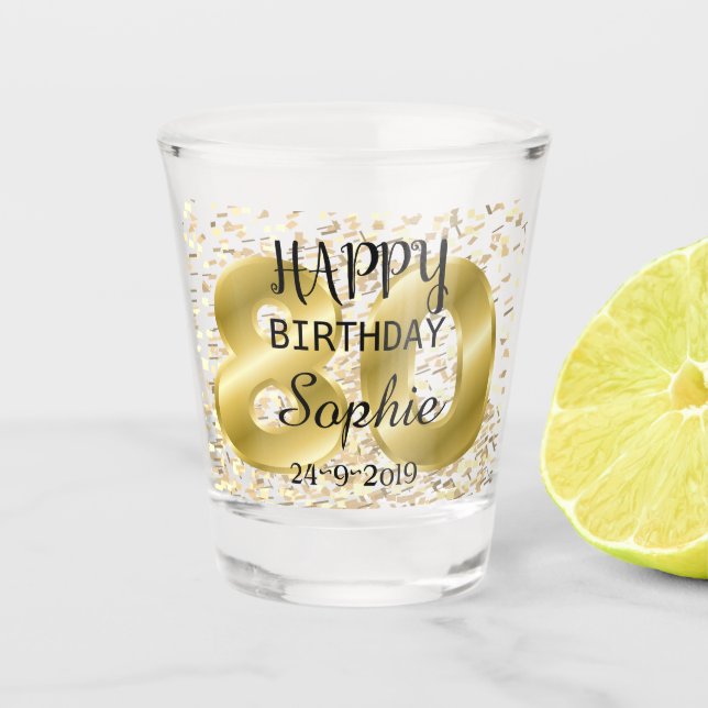 Custom Personalised 80th Birthday Shot Glass (Front)
